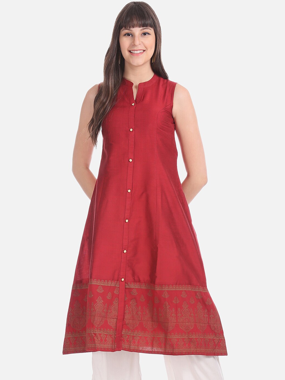 

Anahi Women Maroon Solid A-Line Kurta