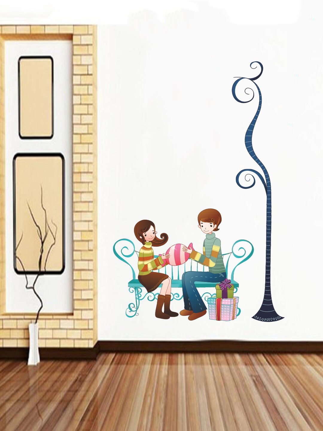 

rawpockets Multicolored Couple Love Wall Sticker, Multi