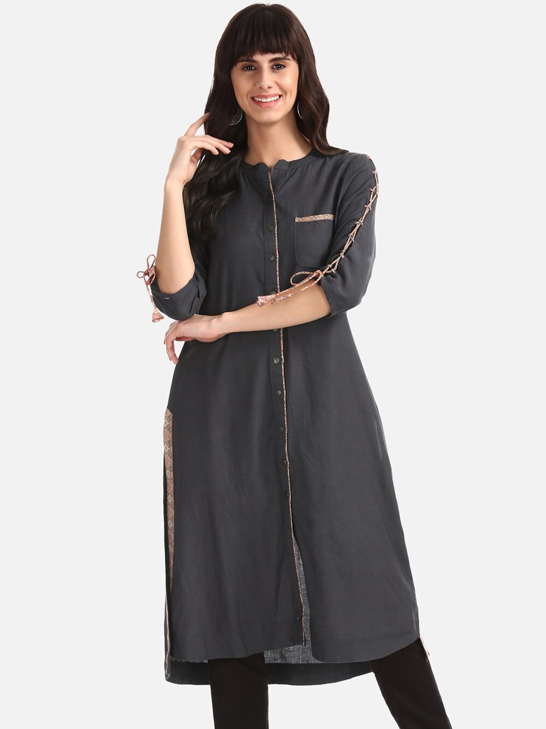 

Anahi Women Grey Solid A-Line Kurta