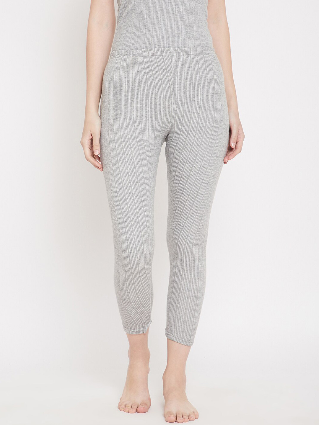 

NEVA Women Grey Melange Striped Thermal Bottom MS16G