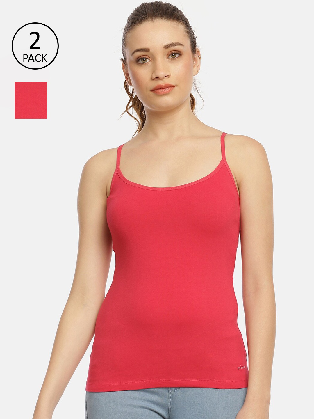 

Zelen Women Pack Of 2 Red Solid Camisoles