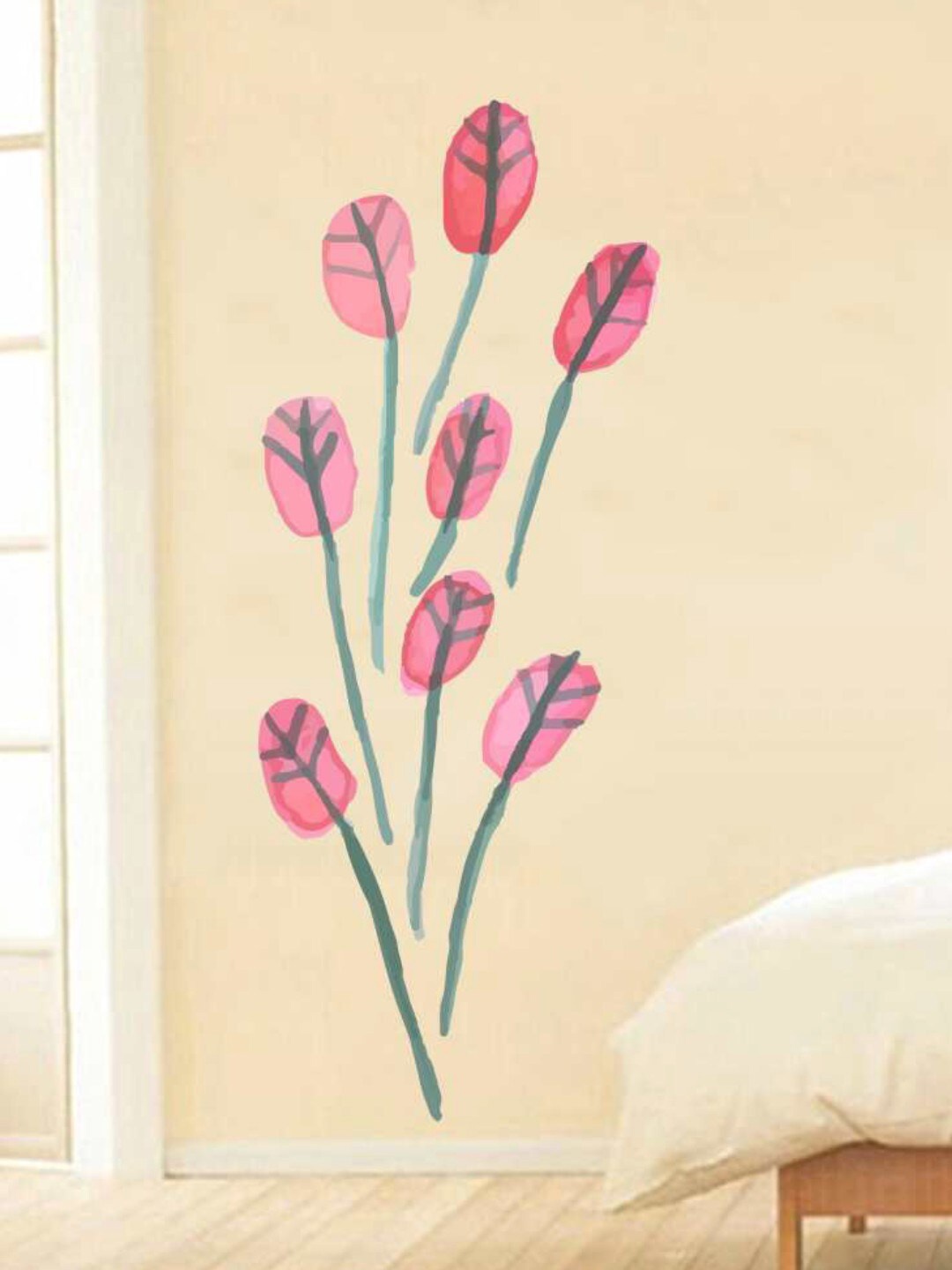 

rawpockets Pink & Green Leaf Watercolor PVC Vinyl Wall Stickers