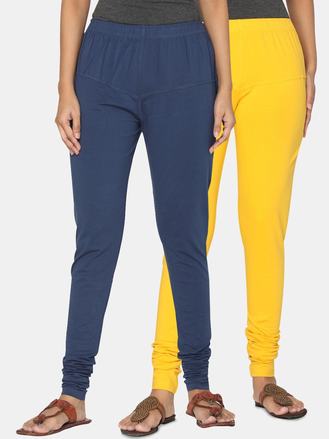 

The Childrens Place Women Pack of 2 Churidar Length Leggings, Mustard