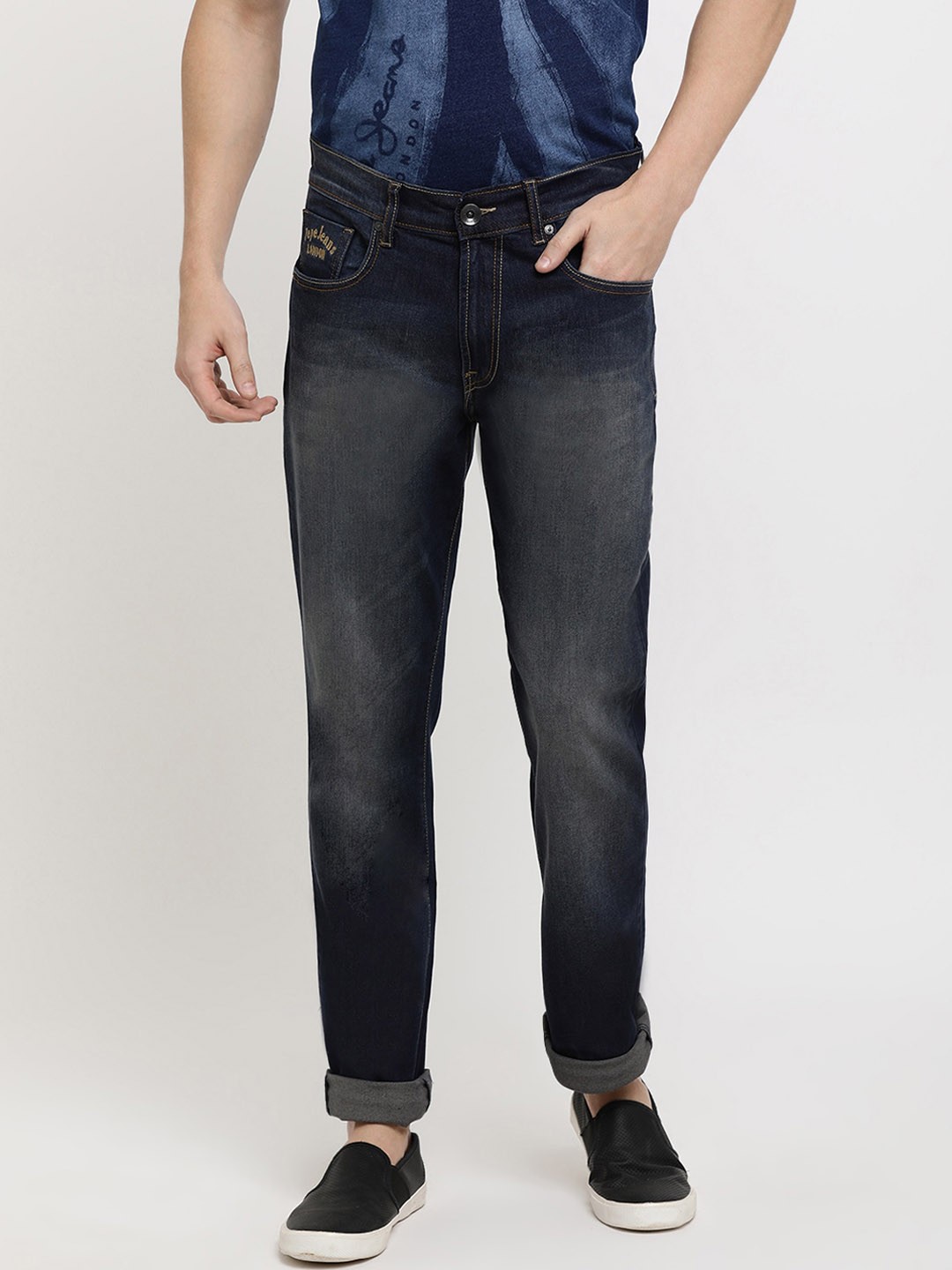 

Pepe Jeans Men Blue Regular Fit Mid-Rise Clean Look Jeans