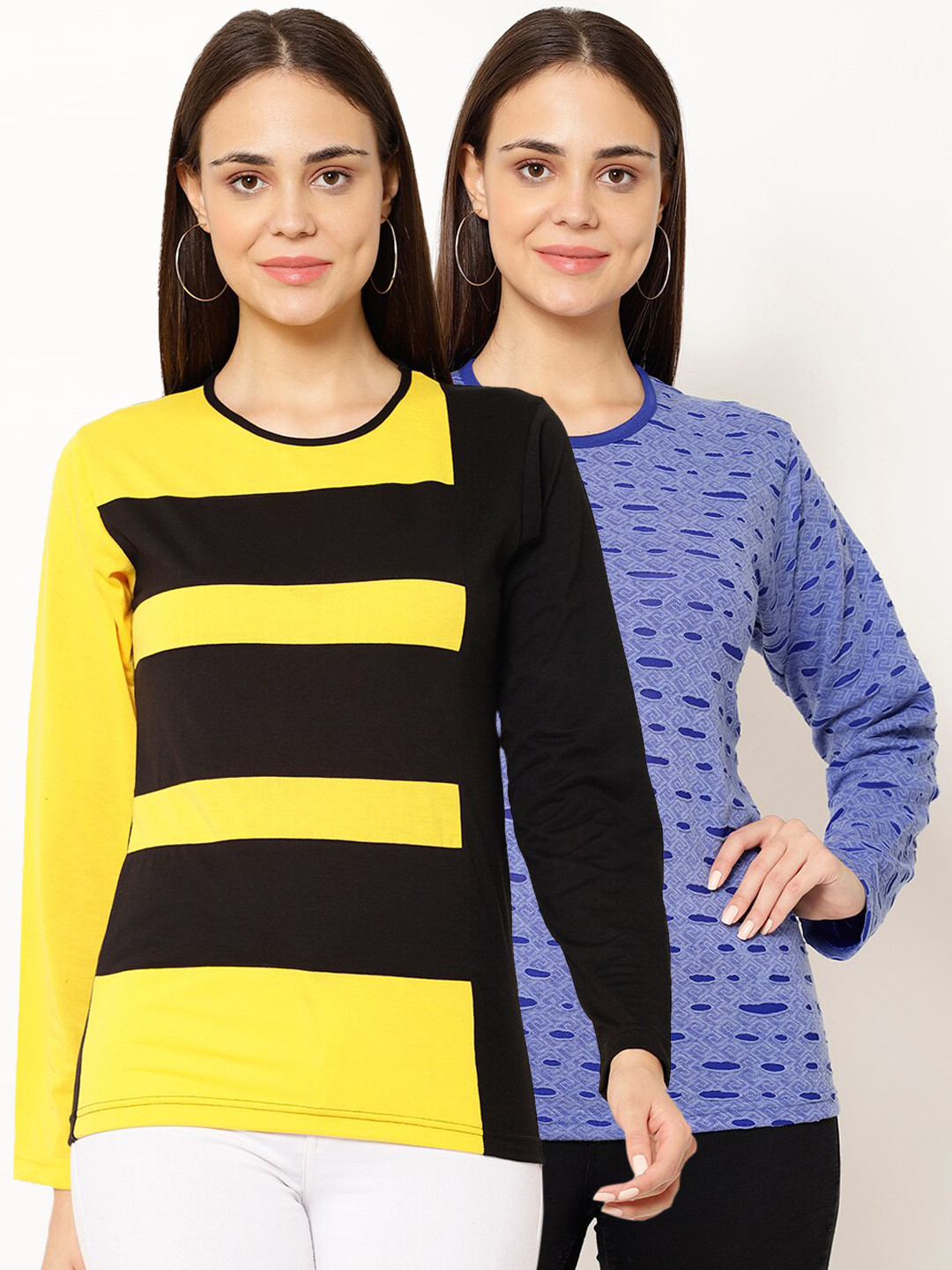 

VIMAL JONNEY Women Multicoloured Set of 2 Printed T-shirt, Multi