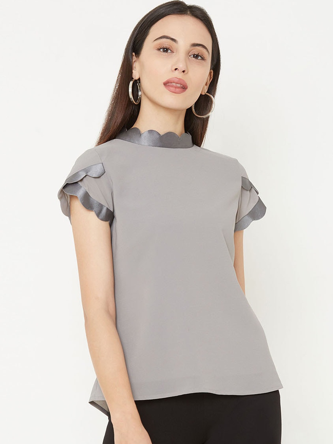 

MISH Women Grey Solid Top