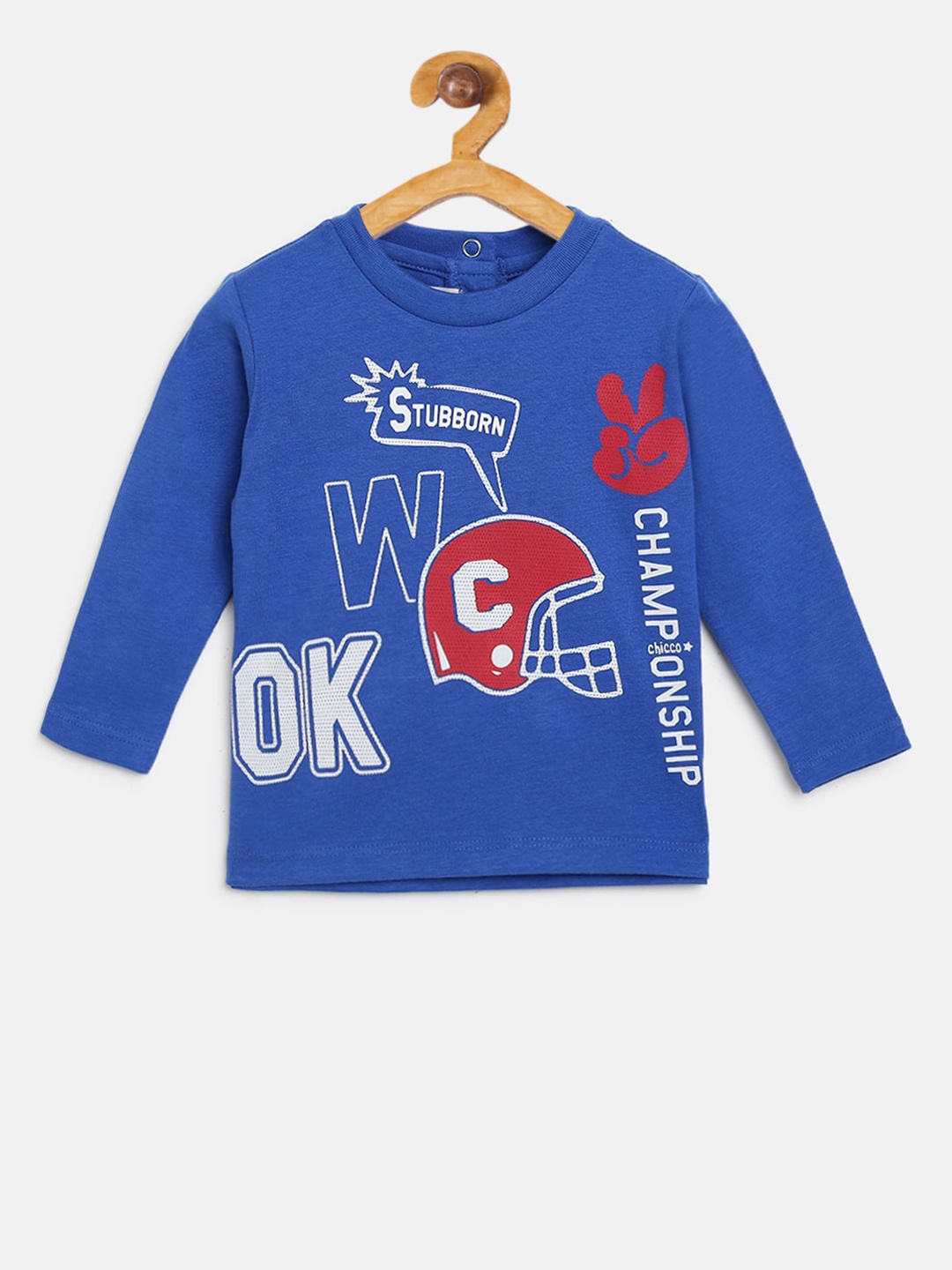 

Chicco Boys Blue Red Printed Round Neck Pure Cotton T-shirt