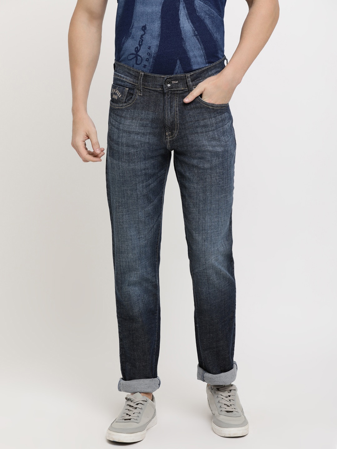 

Pepe Jeans Men Blue Regular Fit Mid-Rise Clean Look Jeans