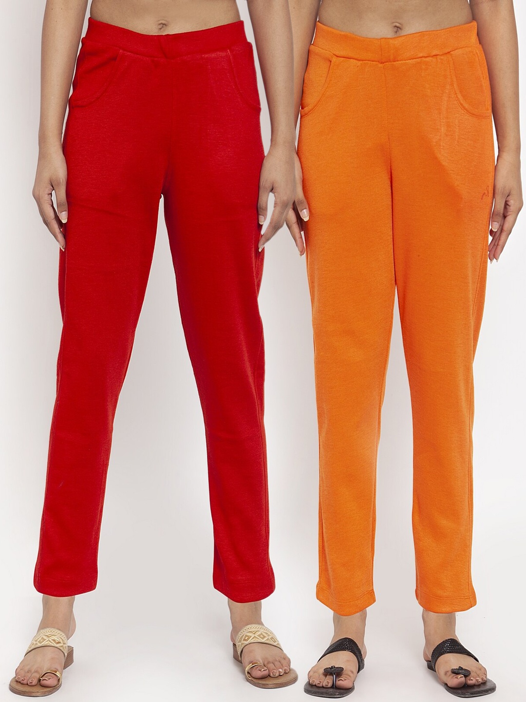 

TAG 7 Women Pack of 2 Wool Blend Ankle-Length Acrylic Leggings Pants, Orange