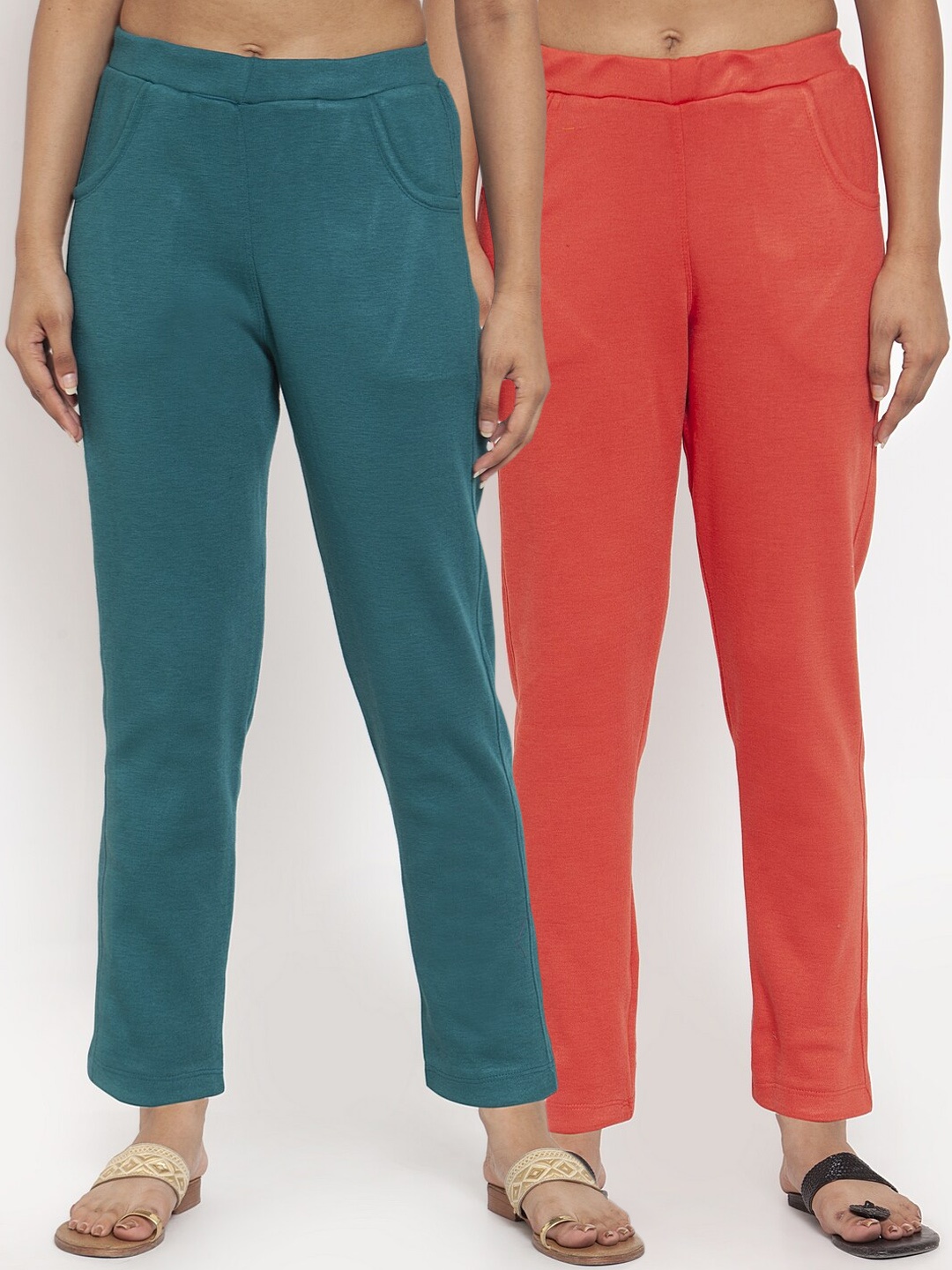 

TAG 7 Women Pack of 2 Wool Blend Ankle-Length Leggings Pants, Peach