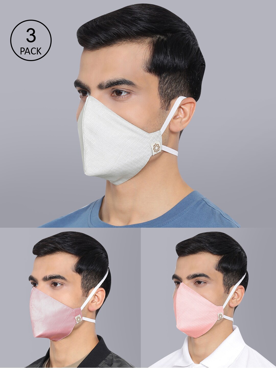

VASTRAMAY Unisex Pack Of 3 3-Ply Reusable Cloth Mask, Green