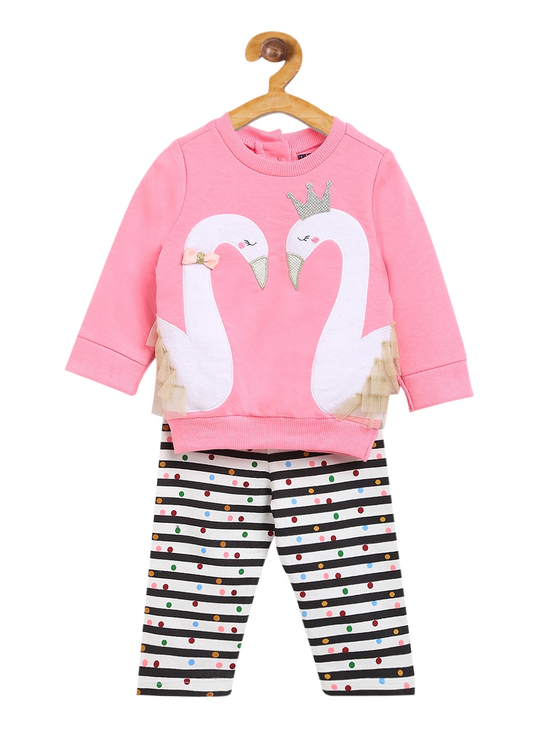 

Nauti Nati Infant Girls Pink & White Printed Clothing Set