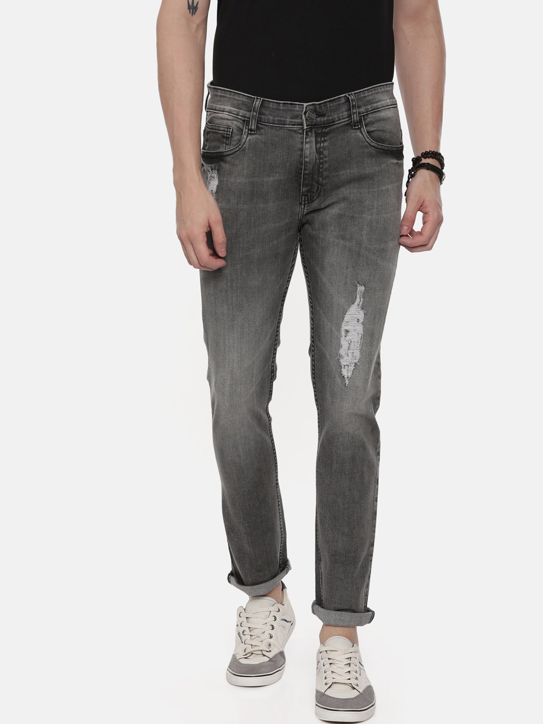 CINOCCI Men Grey Slim Fit Jeans