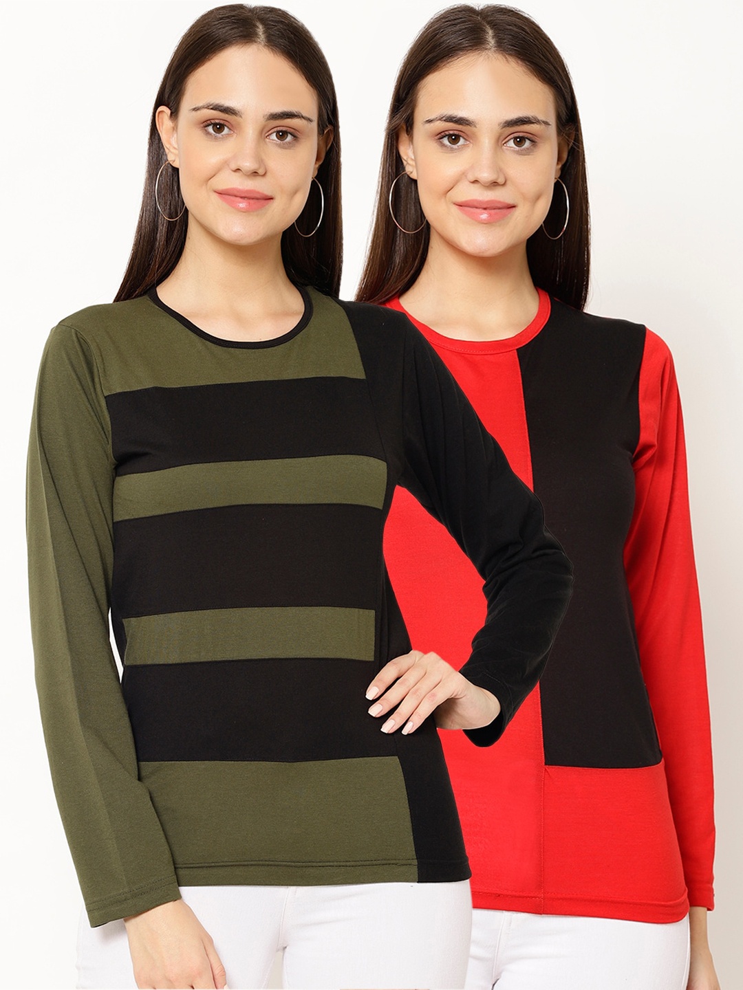 

VIMAL JONNEY Women Pack Of 2 T-shirt, Green