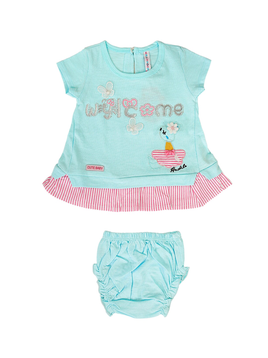 

Babys Day Girls Blue Embroidered A-Line Dress