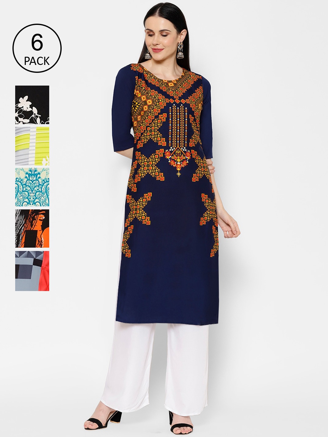 

7Threads Women Multicoloured Embroidered Straight Kurta, Multi