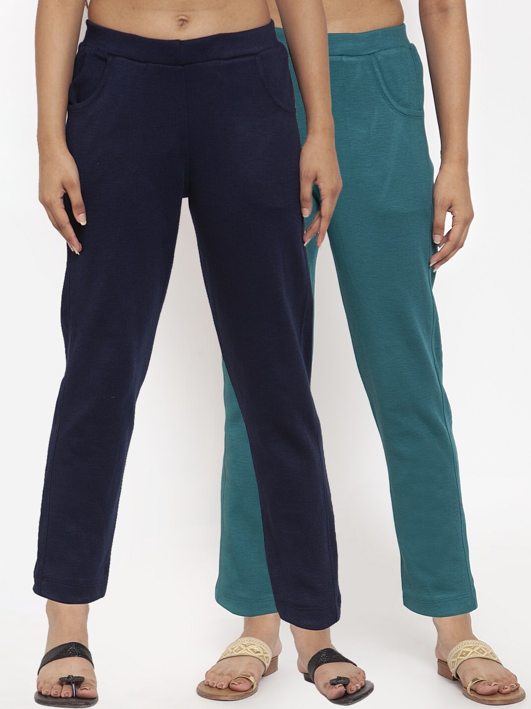 

TAG 7 Women Pack of 2 Wool Blend Ankle-Length Leggings Pants, Green