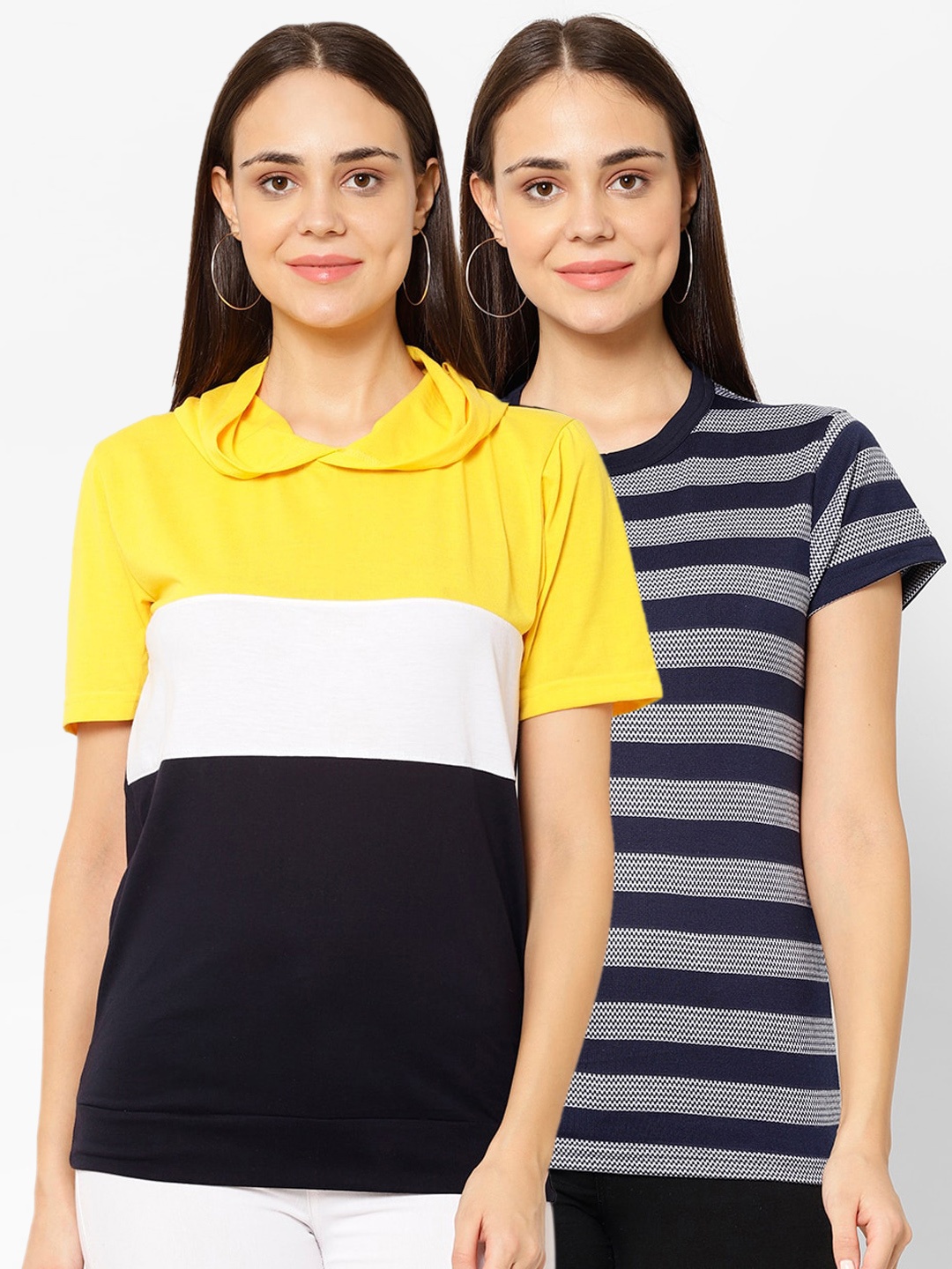 

VIMAL JONNEY Women Pack Of 2 T-shirts, Yellow