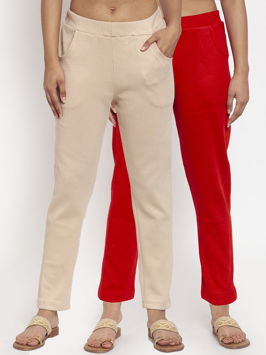 

TAG 7 Women Pack of 2 Wool Blend Ankle-Length Leggings Pants, Beige
