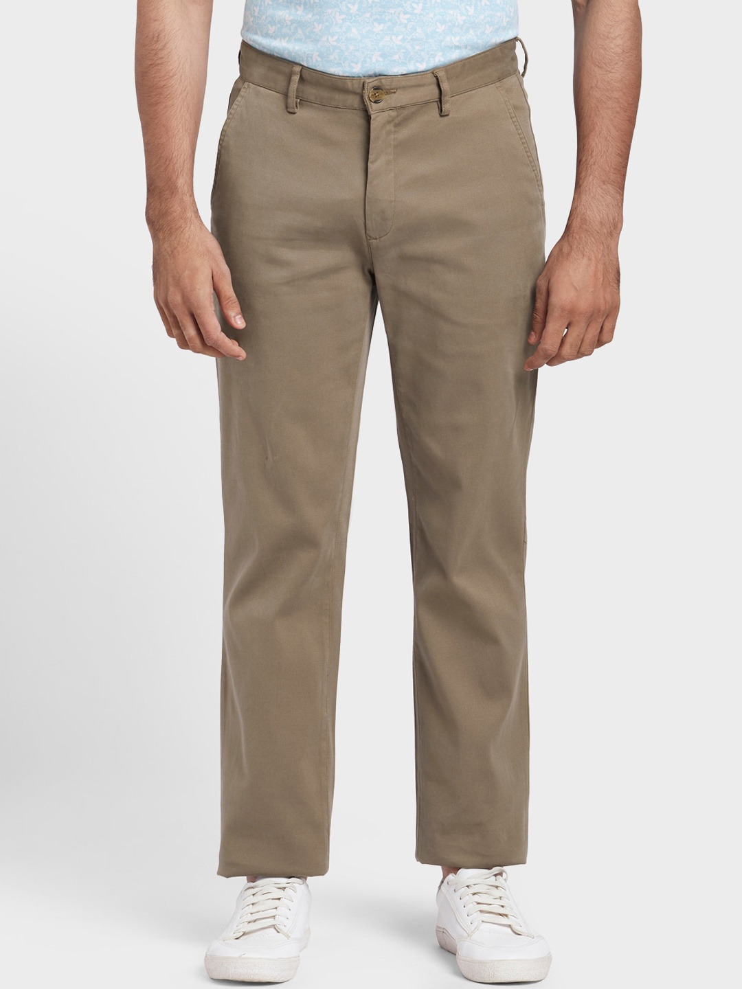 

ColorPlus Men Khaki Regular Fit Solid Regular Trousers