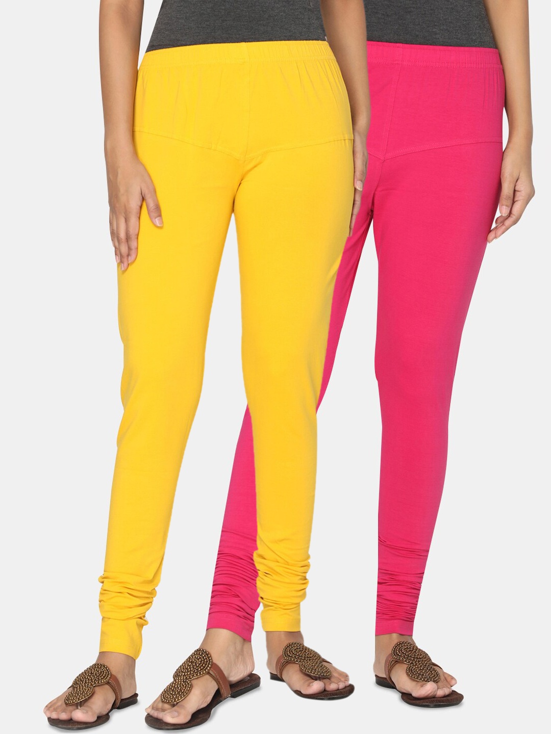 

TSG Bliss Women Pack of 2 Bio Wash Churidar Leggings, Pink
