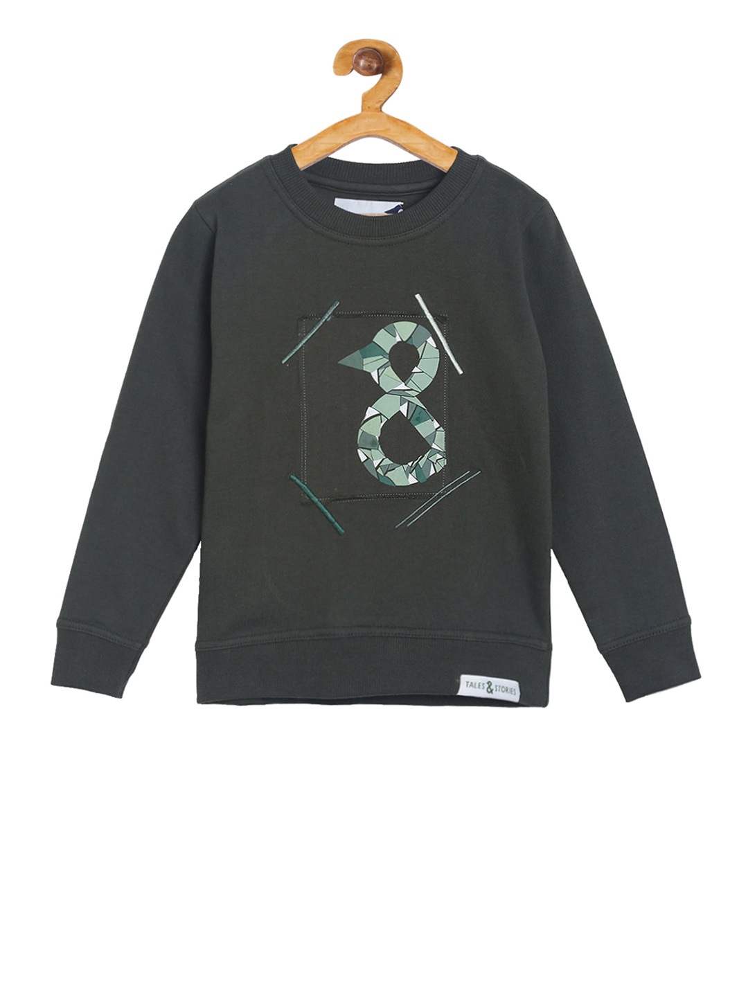 

TALES & STORIES Boys Olive Green Printed Sweatshirt