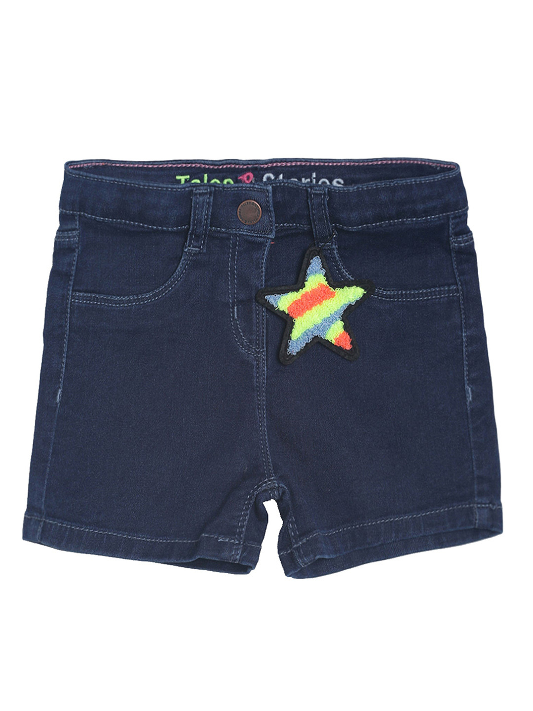 

TALES & STORIES Girls Navy Blue Solid Slim Fit Denim Shorts