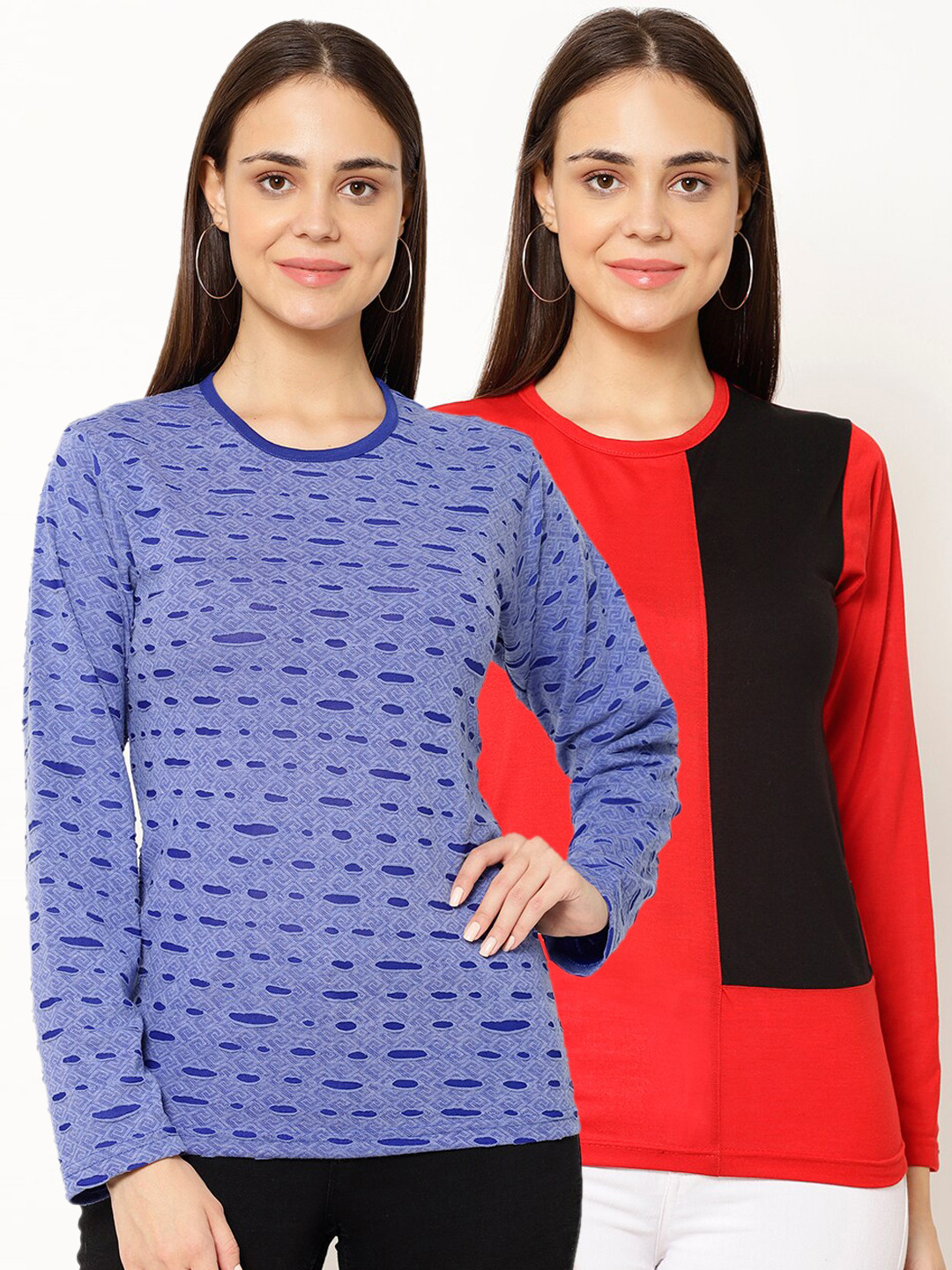 

VIMAL JONNEY Women Pack Of 2 Printed Round Neck T-shirt, Multi