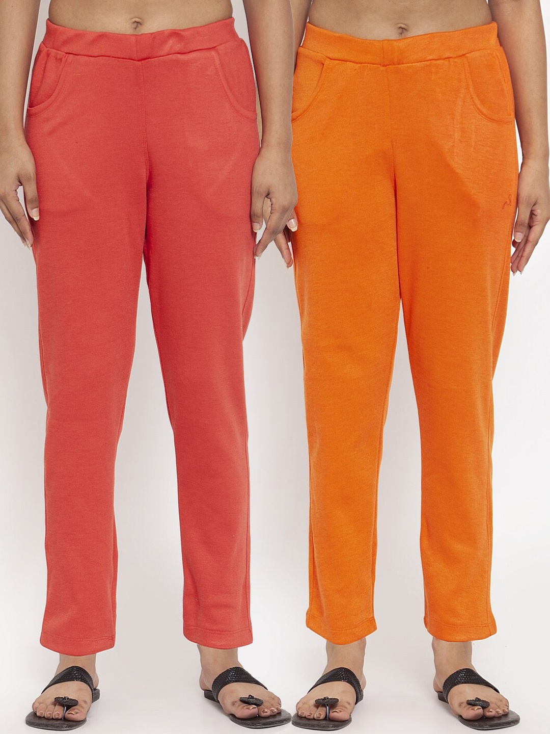 

TAG 7 Women Pack of 2 Wool Blend Ankle-Length Acrylic Leggings Pants, Orange