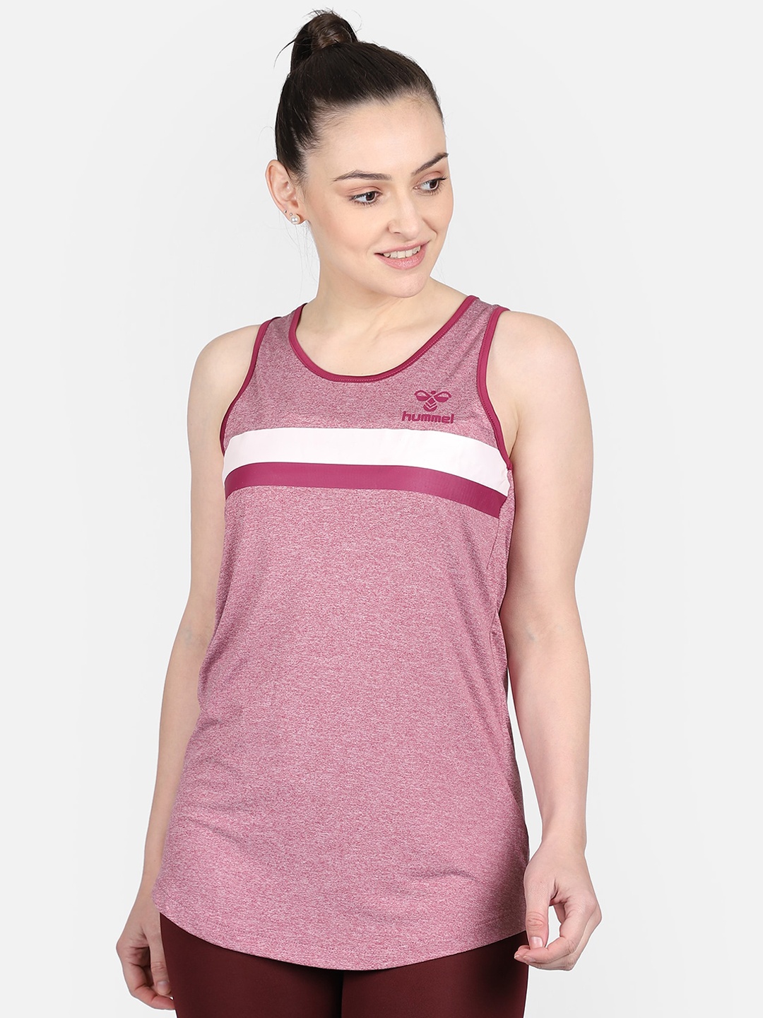 

hummel Women Pink Striped Tank Top
