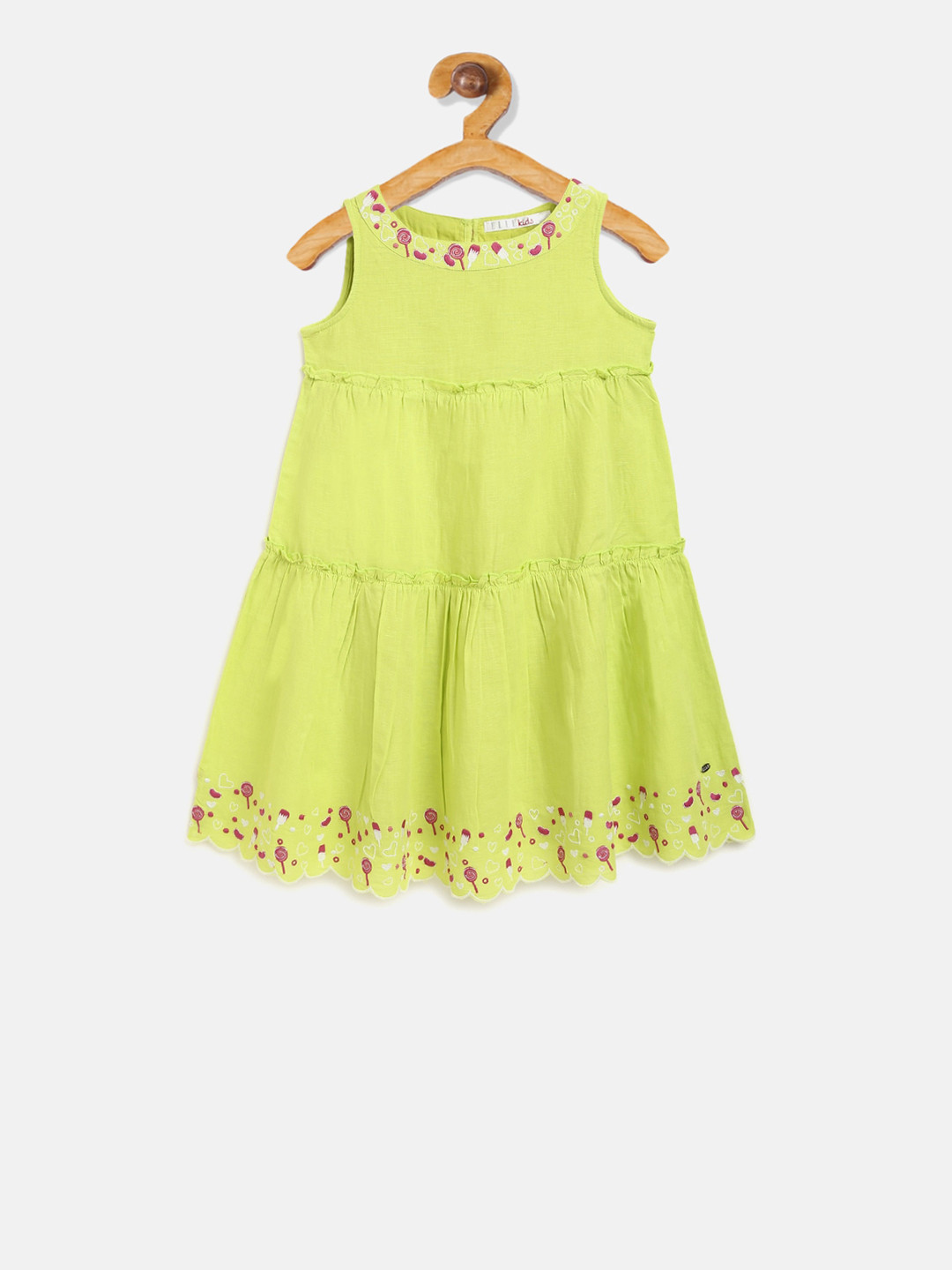 

ELLE Girls Green Solid A-Line Dress