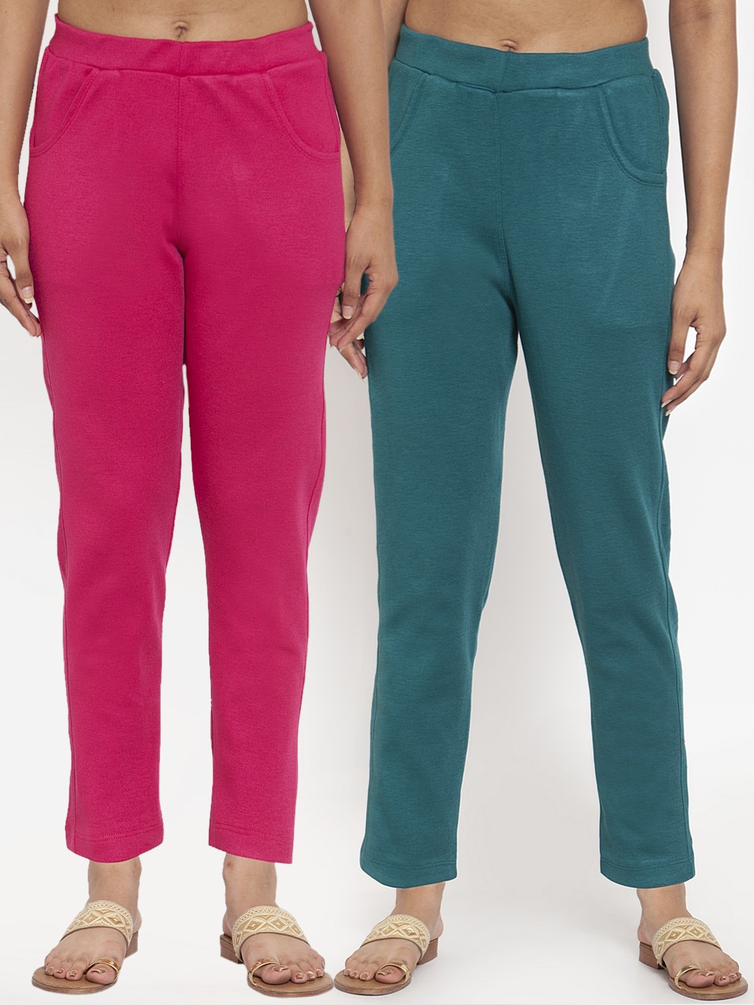 

TAG 7 Women Pack of 2 Solid Leggings, Pink
