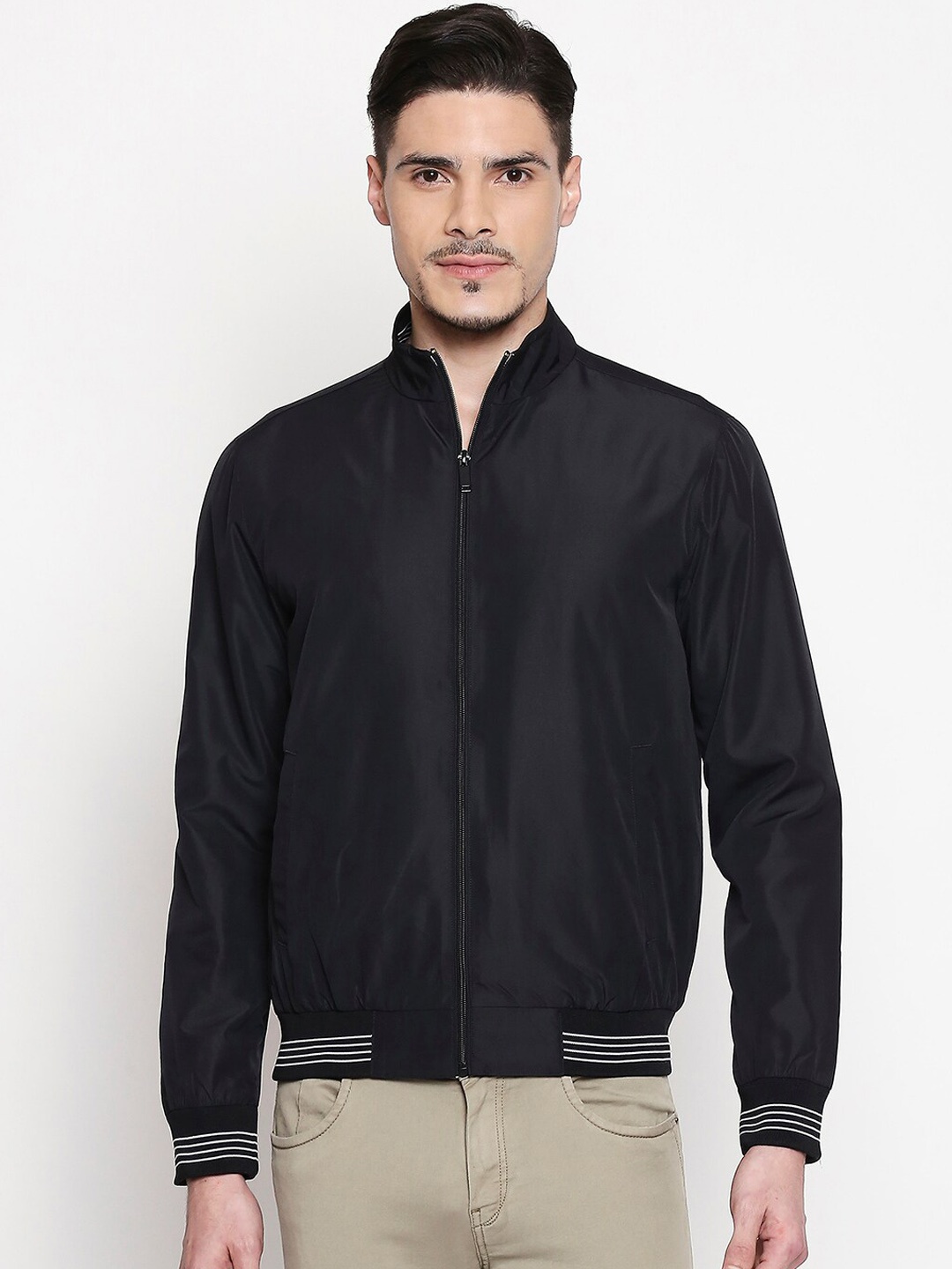 

Mufti Men Black Solid Bomber