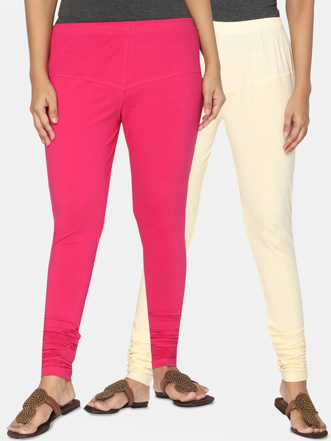 TSG Bliss Women Pack of 2 Bio Wash Churidar Leggings, Pink