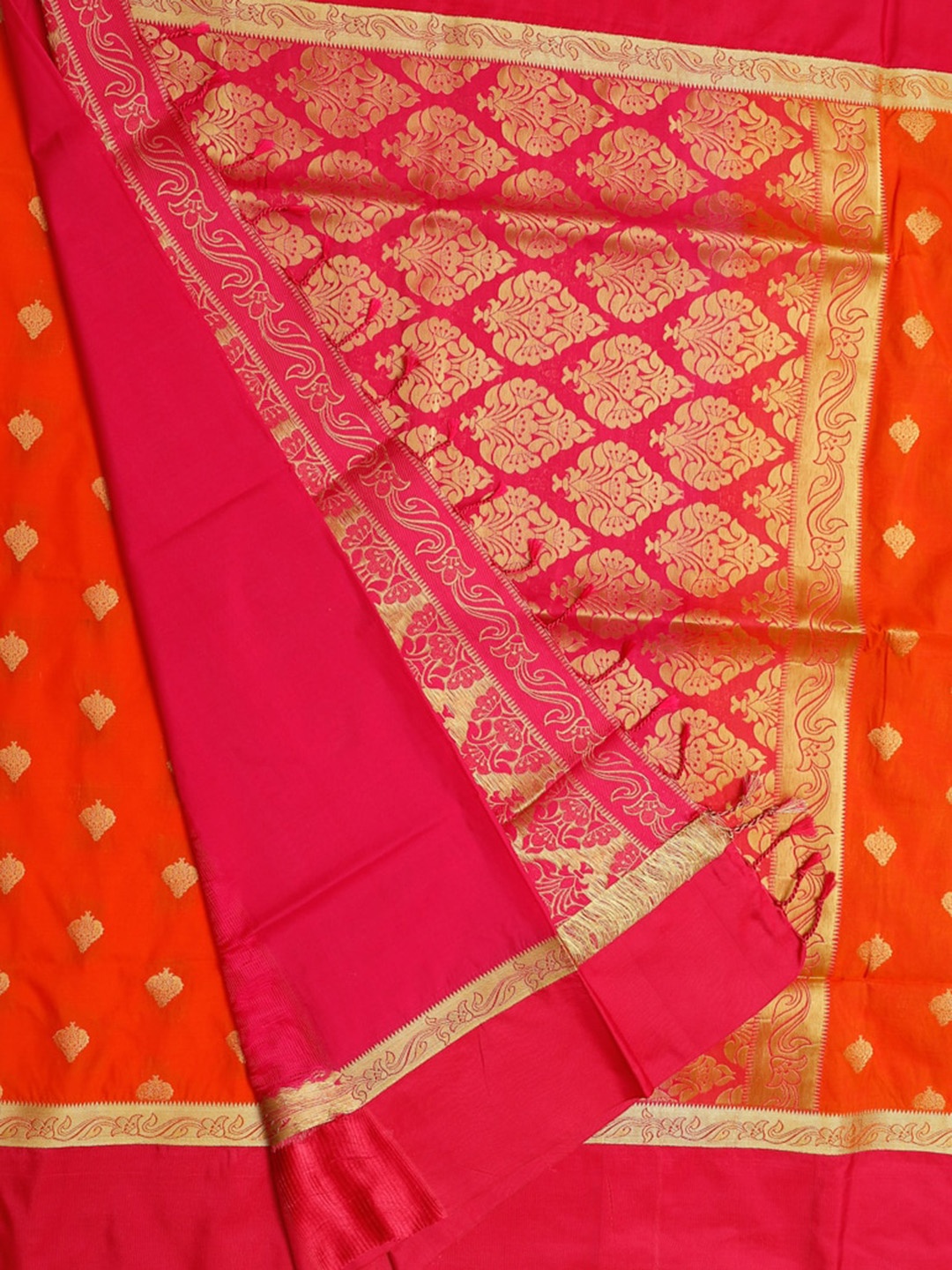 

Bangalore Silk Emporium Orange Woven Design Saree