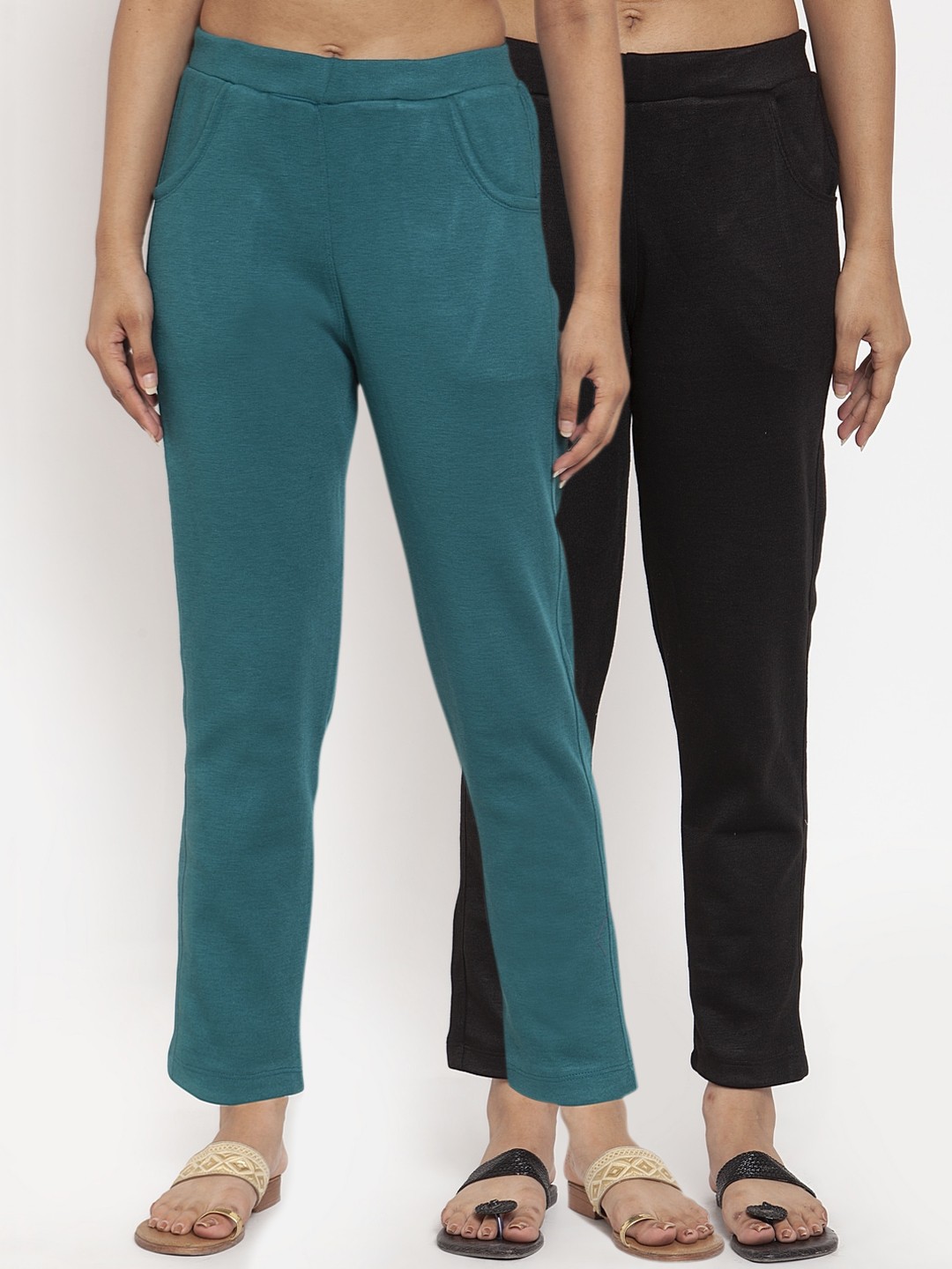 

TAG 7 Women Pack of 2 Wool Blend Ankle-Length Leggings Pants, Black