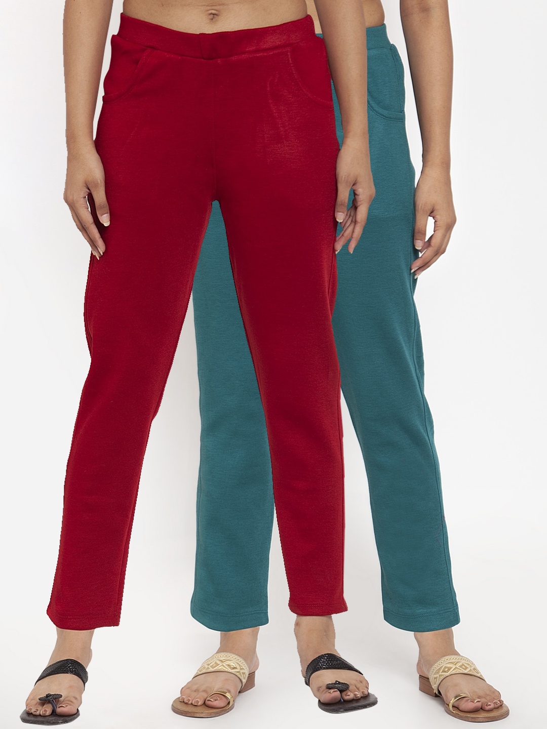 

TAG 7 Women Pack of 2 Solid Leggings, Green