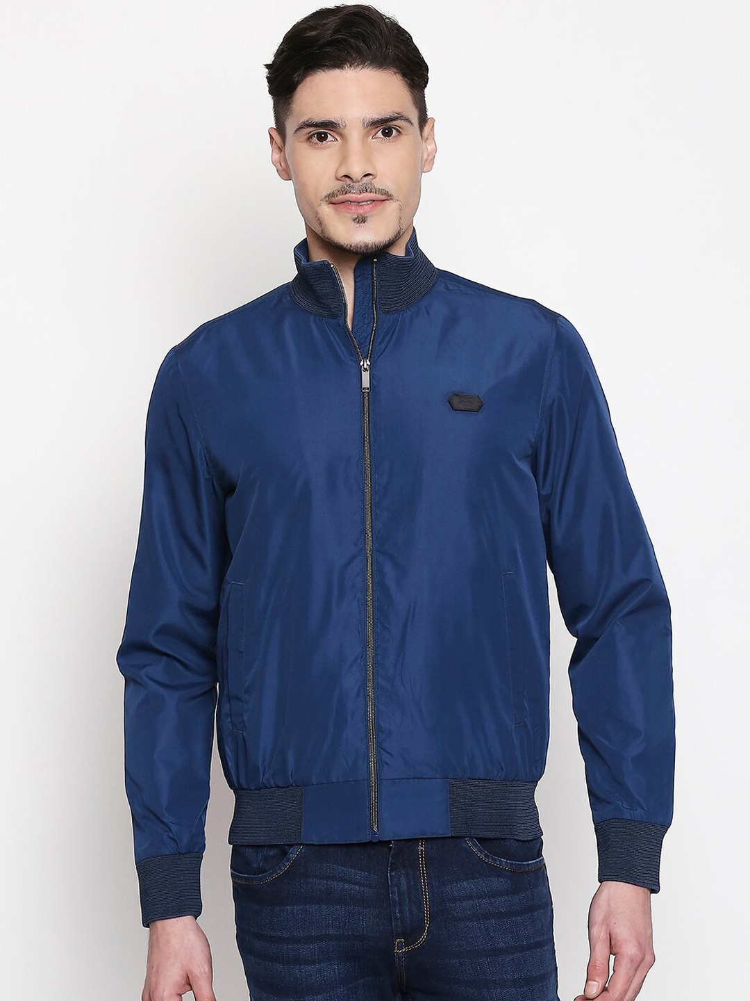 Mufti Men Blue Solid Bomber