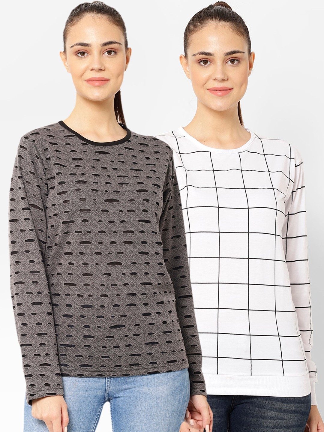 

VIMAL JONNEY Women Multicoloured Checked Hood T-shirt, Multi