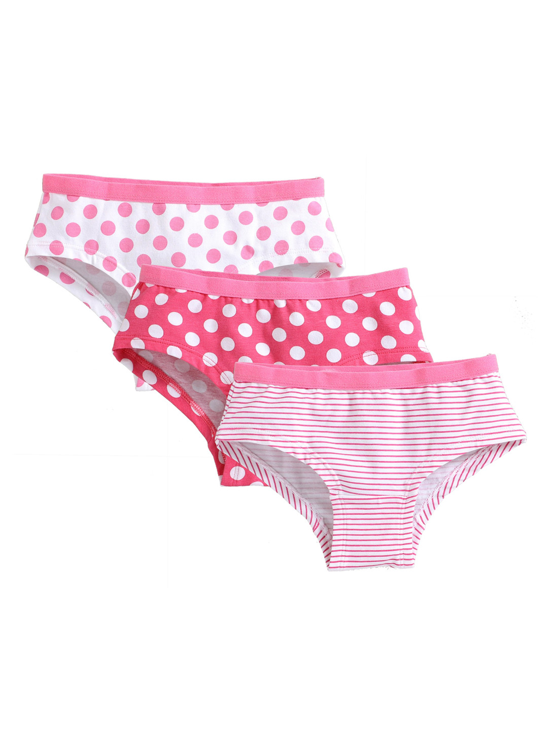 

Charm n Cherish Girls Pink & White Pack of 3 Polka Dots Print Hipster Briefs