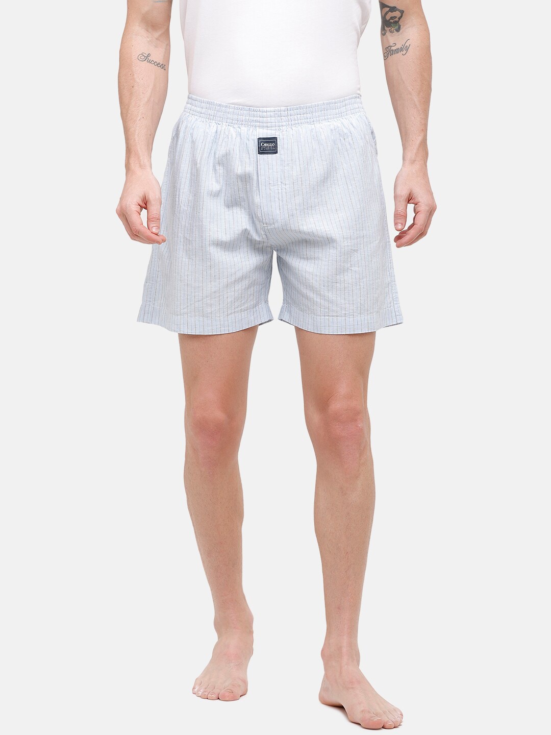 

CAVALLO by Linen Club Men Blue & White Checked Casual Mid-Rise Cotton Linen Boxers CAMBH001CK00005
