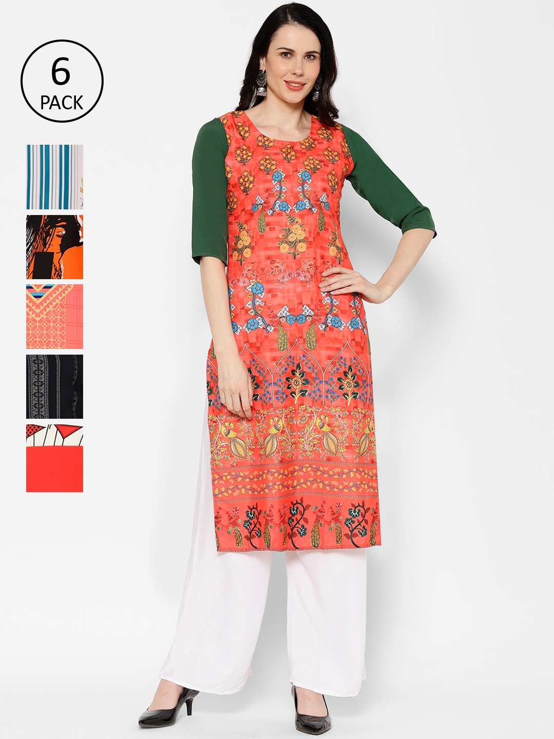 

7Threads Women Multicoloured Printed Straight Kurta, Multi