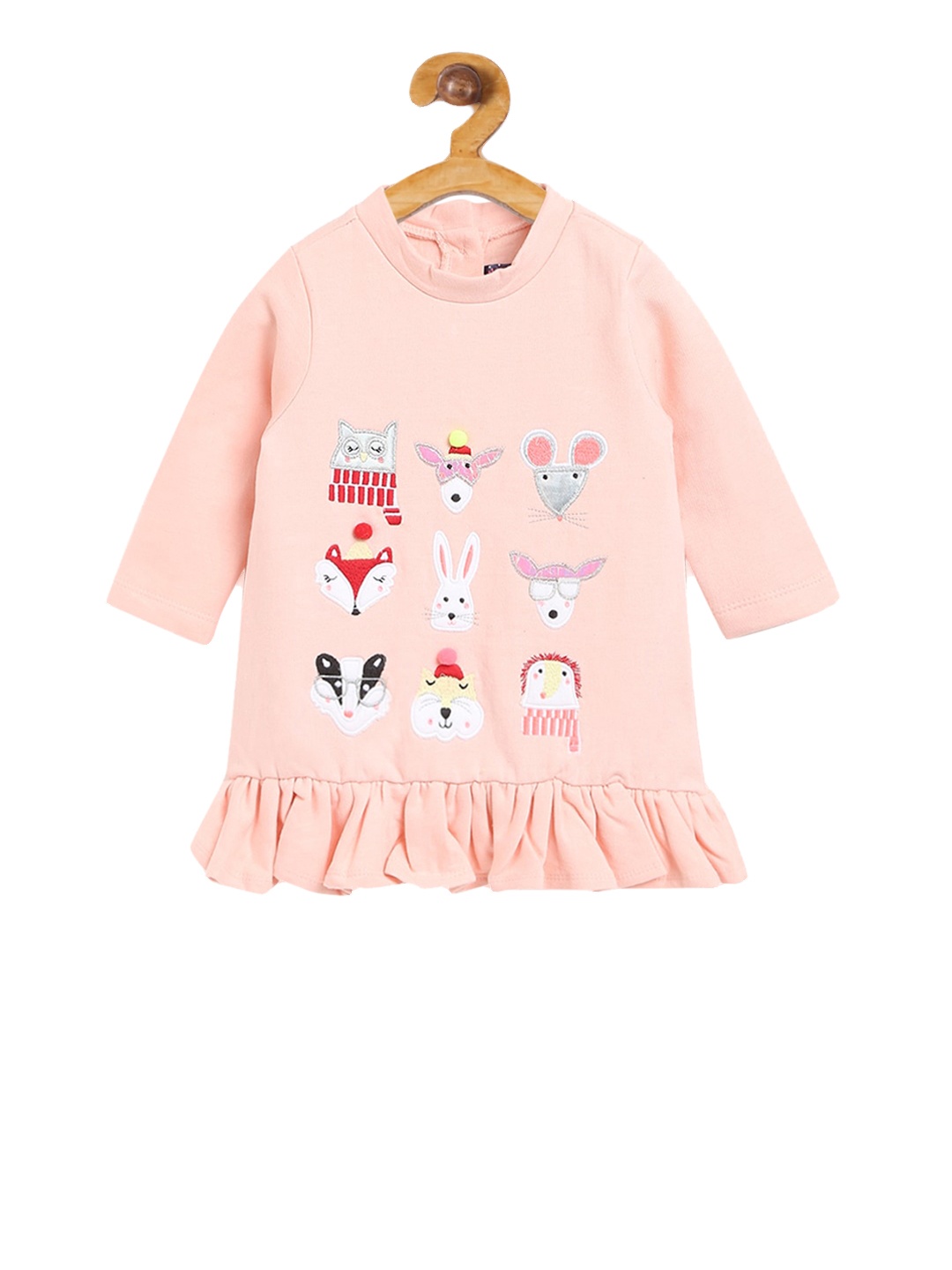 

Nauti Nati Girls Peach-Coloured Solid Drop-Waist Dress