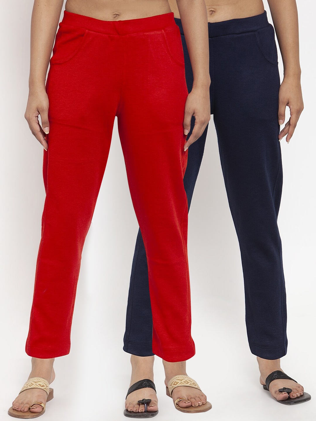

TAG 7 Women Pack of 2 Wool Blend Ankle-Length Acrylic Leggings Pants, Red