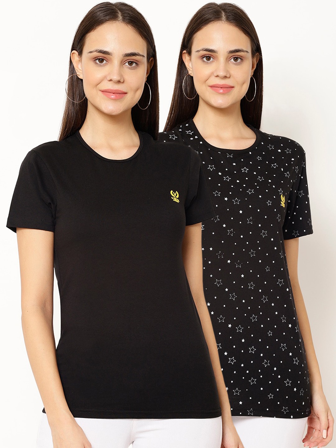 

MACK JONNEY Women Pack Of 2 T-shirts, Black