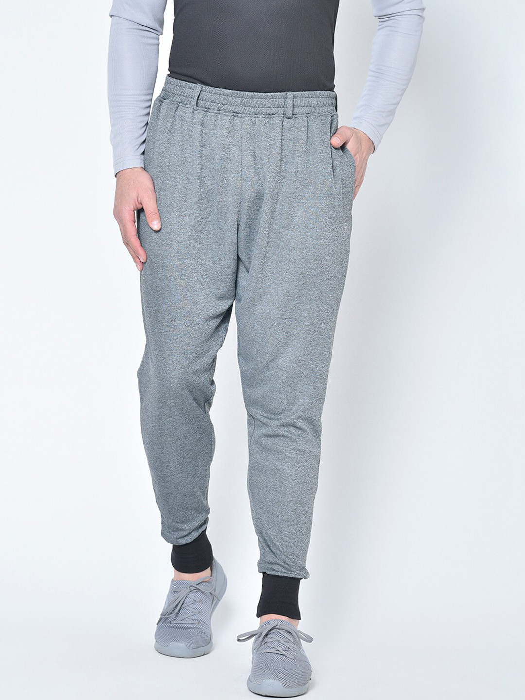 

CHKOKKO Men Grey Melange Solid Knitted Training or Gym Joggers