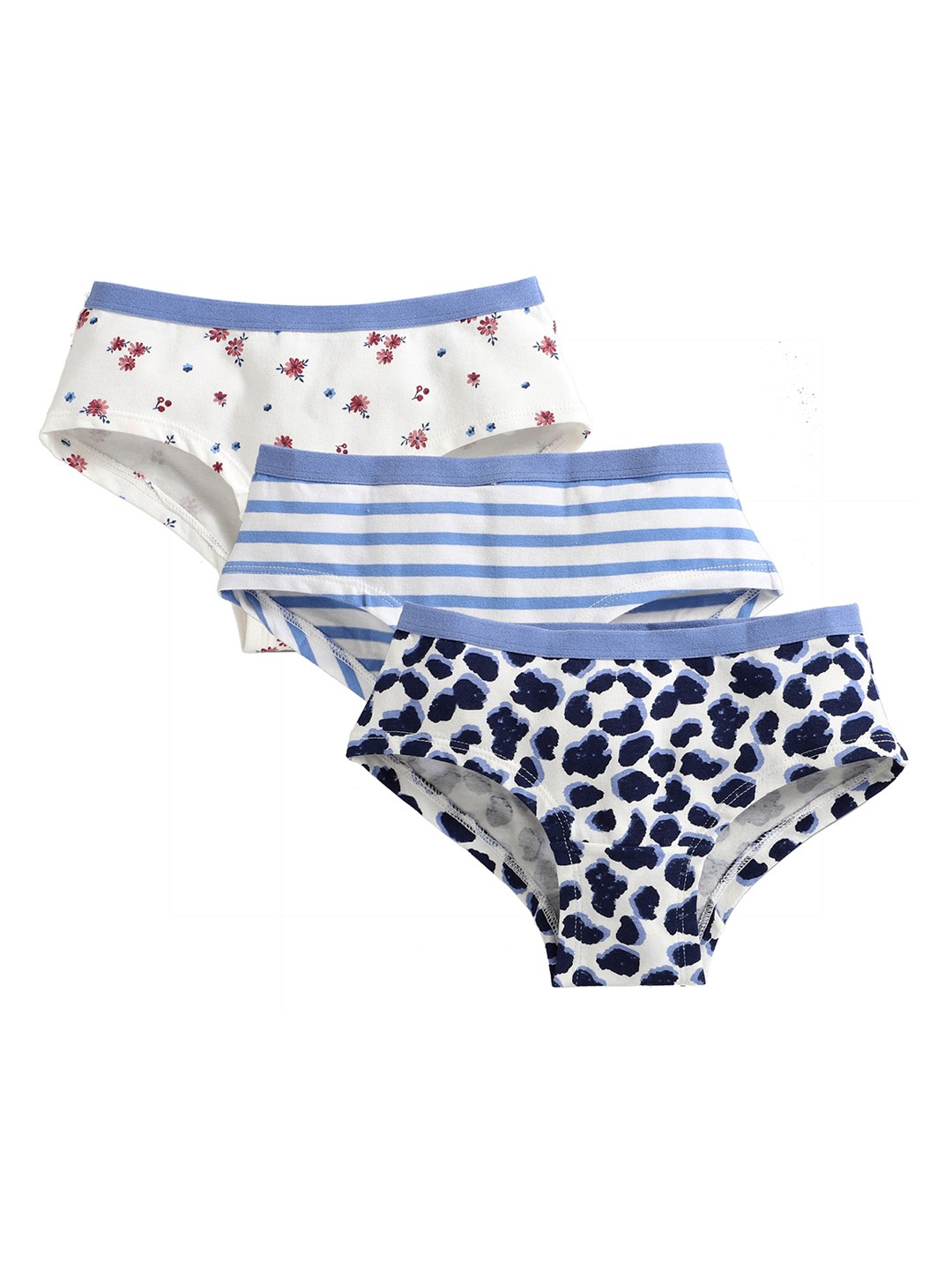 

Charm n Cherish Girls Pack of 3 Printed Hipster Briefs GWHIP21, Blue