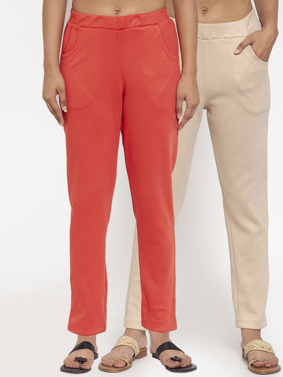 

TAG 7 Women Pack of 2 Solid Leggings, Beige