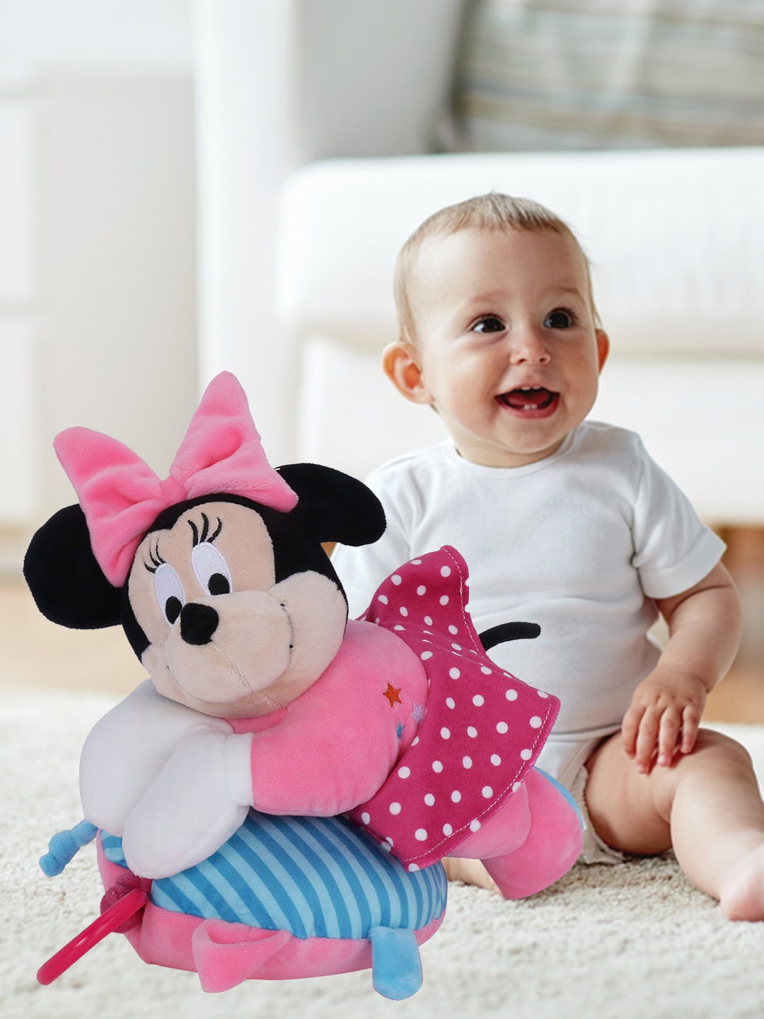 

DISNEY PLUSH Kids Pink & Blue Minnie Mouse Musical Soft Toy