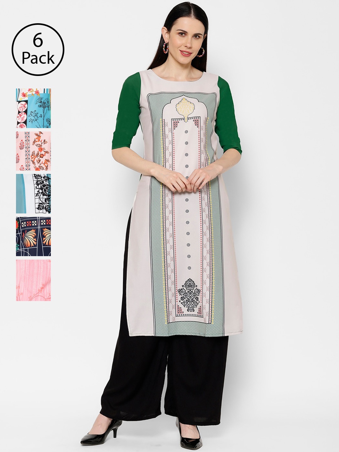 

7Threads Women Multicoloured Printed Straight Kurta, Multi